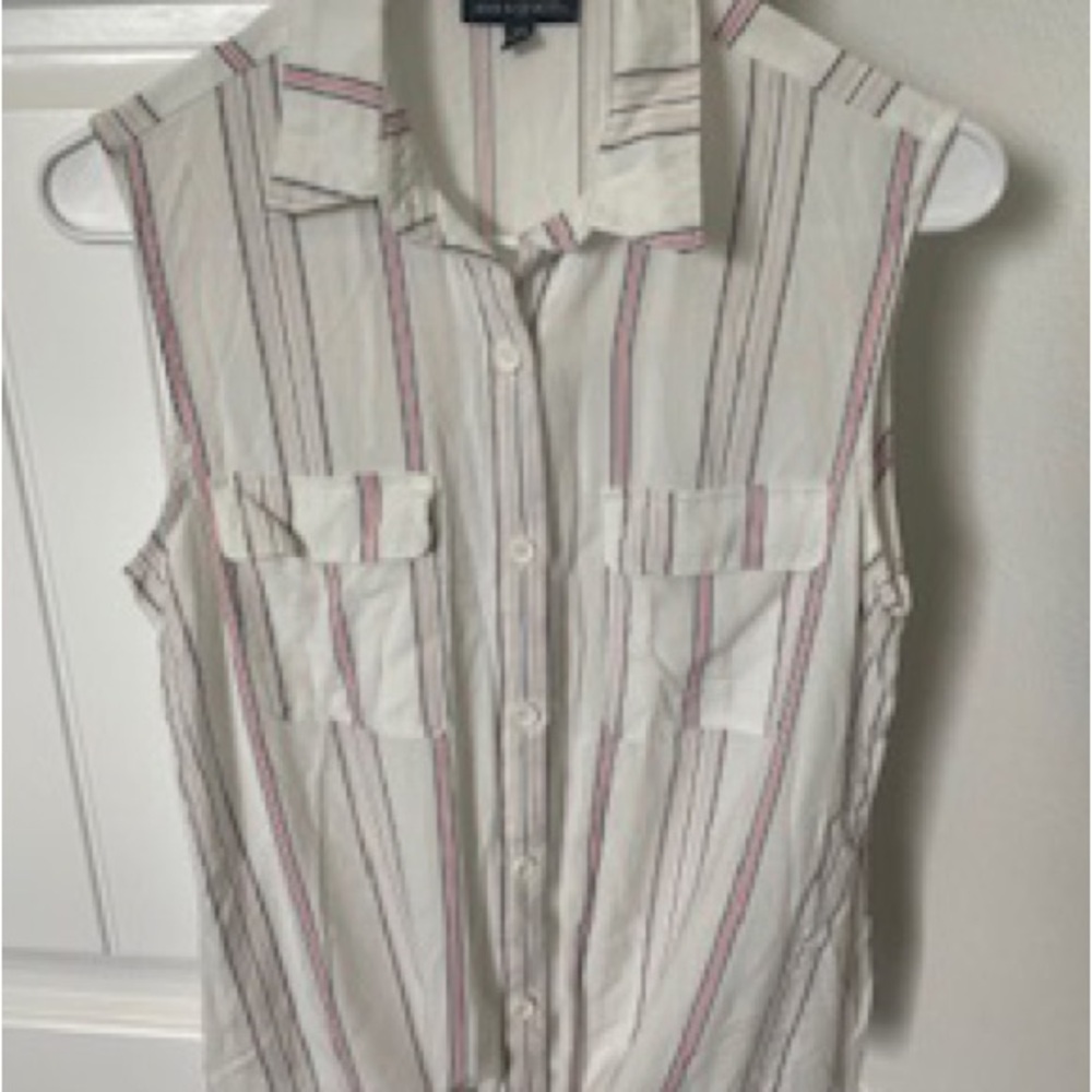 Striped Sleeveless Button-Up Shirt